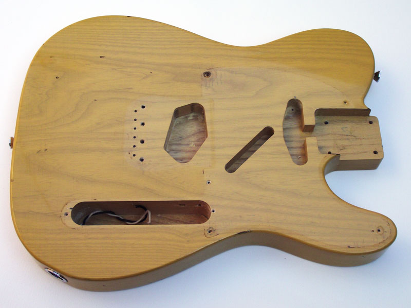 Front of the butterscotch Telecaster body