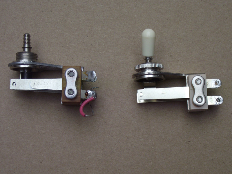 Switchcraft coil tap switch (left) and modern donor (right)